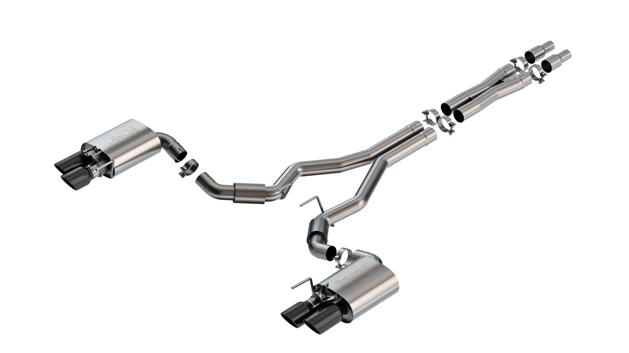 Borla 2024 Ford Mustang GT 5.0L V8 w/ Active Exhaust S-Type Cat-Back Exhaust System - Black Chrome 140962BC