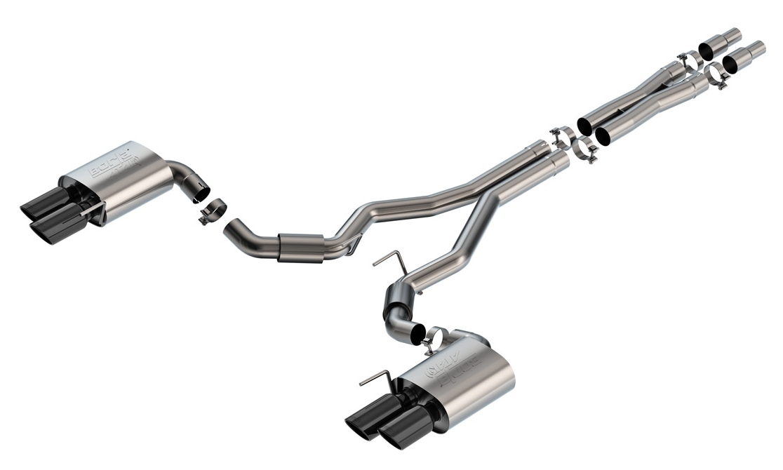 Borla 2024 Ford Mustang GT 5.0L V8 3 in ATAK Catback Non-Active Exhaust- Black Chrome Quad Tip 140970BC