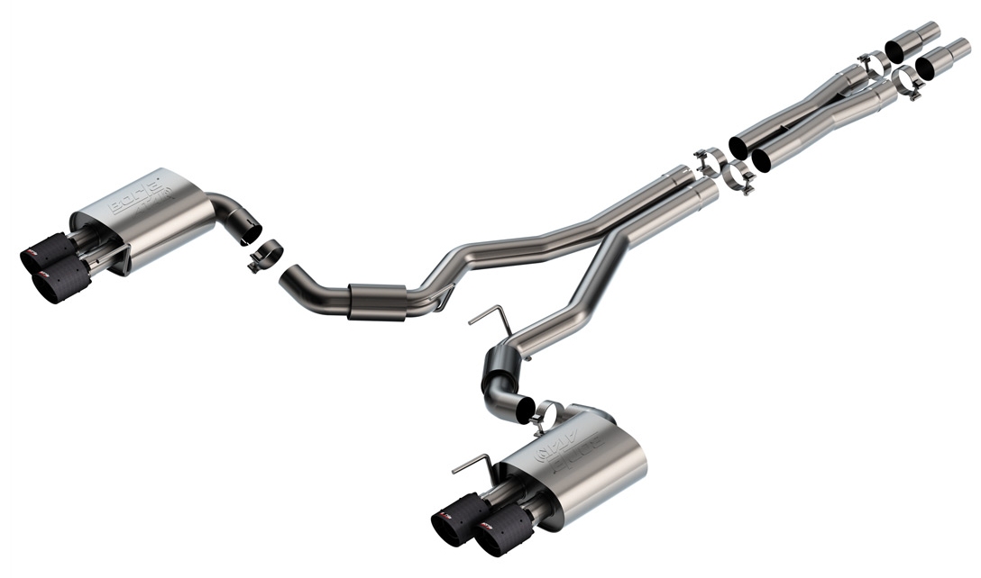 Borla 2024 Ford Mustang GT 5.0L V8 3 in ATAK Catback Non-Active Exhaust- Carbon Fiber Quad Tip 140970CFBA