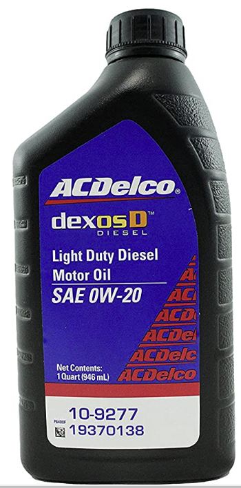 AC Delco dexosD Light Duty Diesel Motor Oil 0W-20 19370138