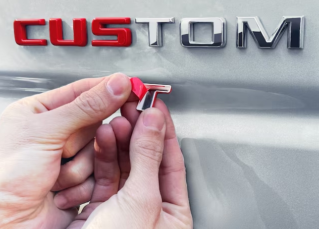 Urethane CHEVROLET Insert Tailgate Lettering and SILVERADO Overlay Kit in Red 19540546