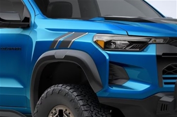 Colorado 2023+ Front Fender Decal Package in Matte Black Vinyl with Silver Accents 85606486